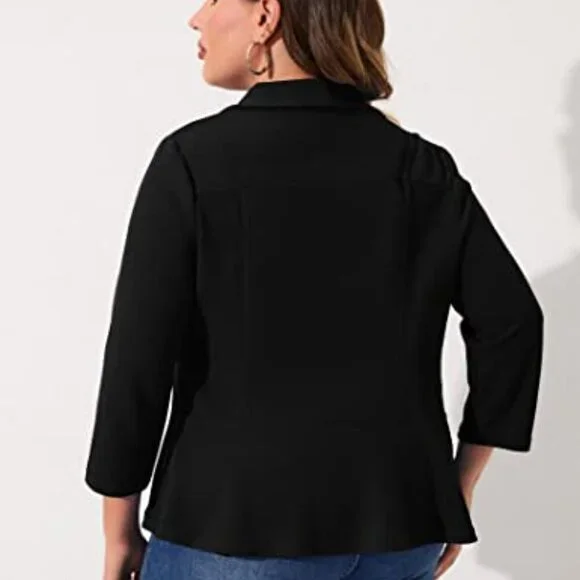Plus Size Casual Blazer Open Front Long Sleeve Work Office Cardigan Jacket